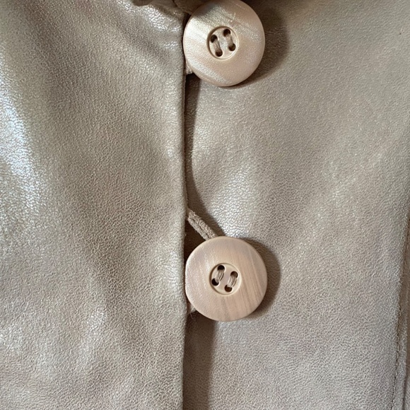 90’s Danier Vintage Shimmery Pink Sueded Leather Jacket, Metallic Ruffled Collar - Picture 9 of 10